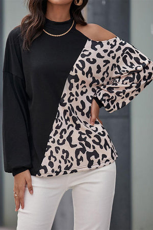 Fearless Leopard Cold Shoulder Top - MXSTUDIO.COM