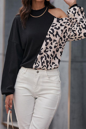 Fearless Leopard Cold Shoulder Top - MXSTUDIO.COM