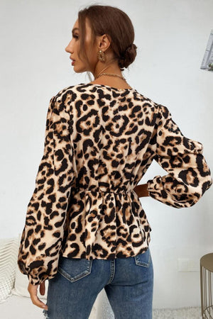 Fearless Leopard Puff Sleeve Ruffle Blouse - MXSTUDIO.COM