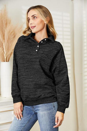 Feasible Quarter-Button Womens Collared Sweatshirt - MXSTUDIO.COM