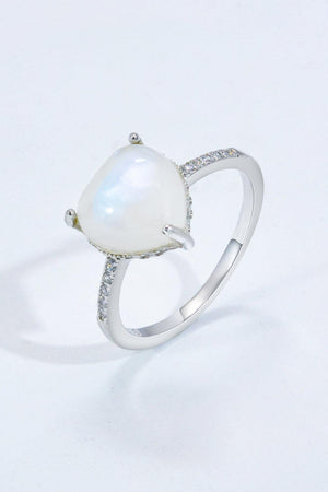 Feel Amazed Heart-Shaped Moonstone Ring - MXSTUDIO.COM