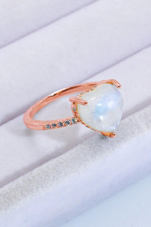 Feel Amazed Heart-Shaped Moonstone Ring - MXSTUDIO.COM