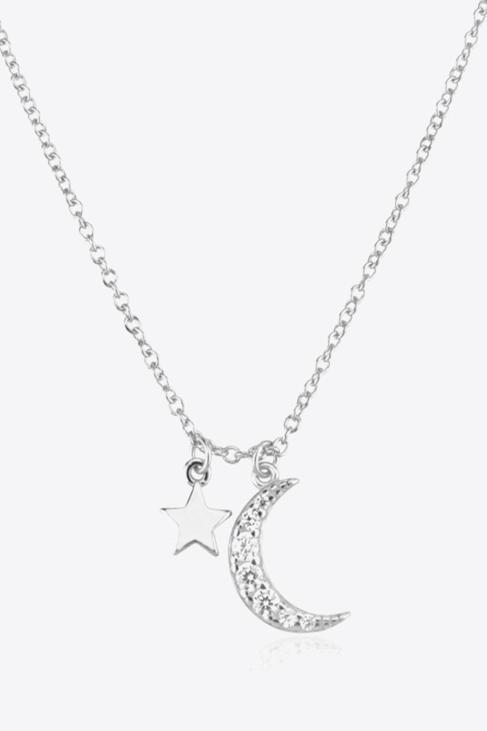 Feel Cherished Zircon Star And Moon Necklace - MXSTUDIO.COM