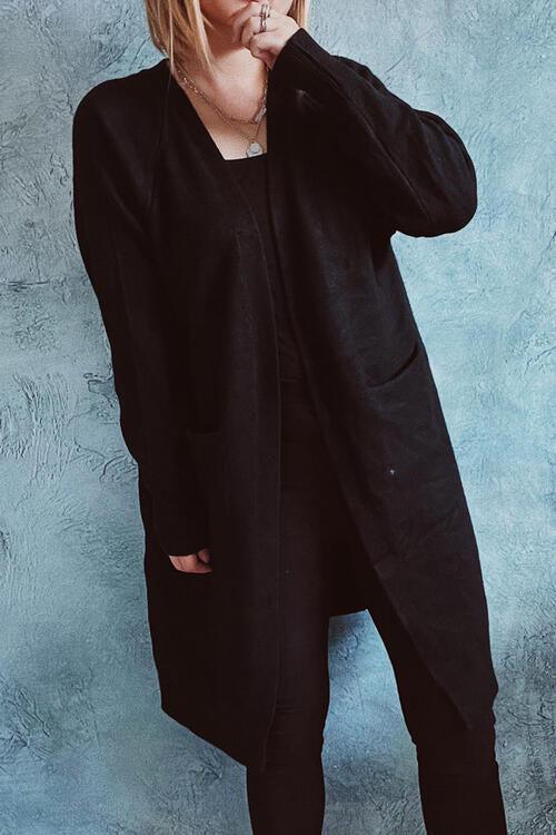 Feel Comforted Open Front Longline Cardigan-MXSTUDIO.COM