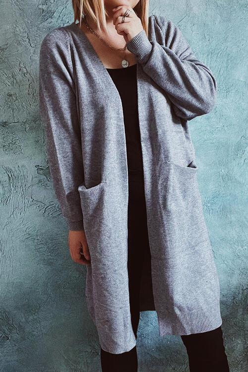 Feel Comforted Open Front Longline Cardigan-MXSTUDIO.COM