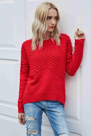 Feel Comforted Ribbed Trim Crew Neck Sweater - MXSTUDIO.COM