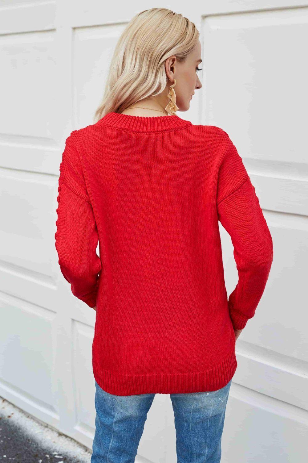 Feel Comforted Ribbed Trim Crew Neck Sweater - MXSTUDIO.COM