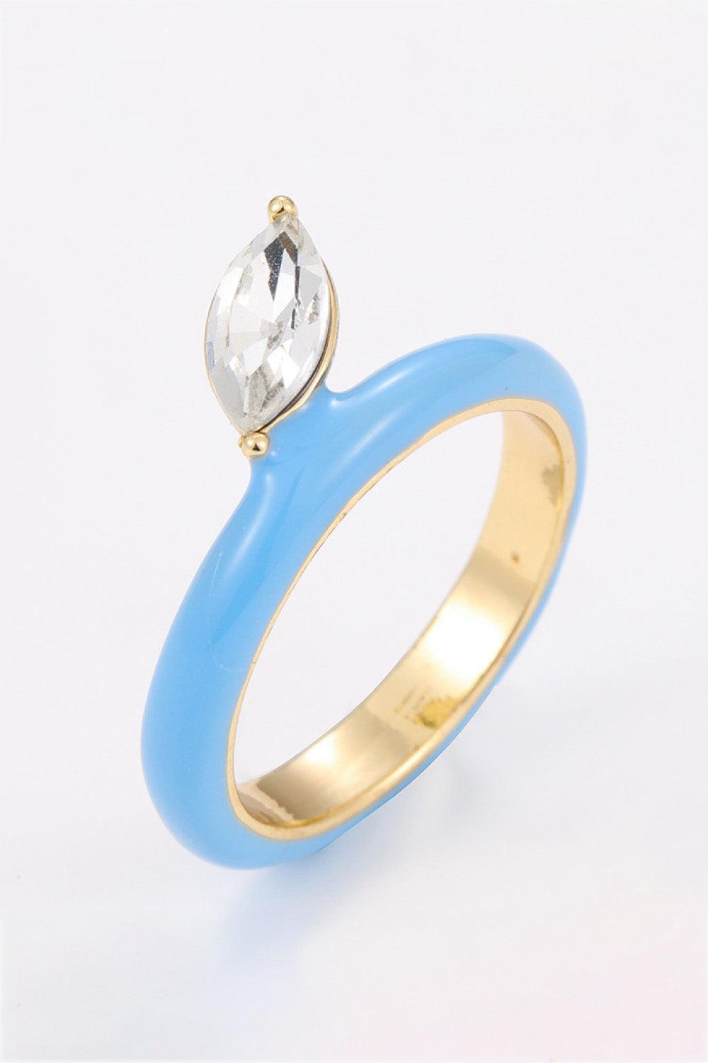 Feel Confident Glass Stone Gold Plated Ring - MXSTUDIO.COM