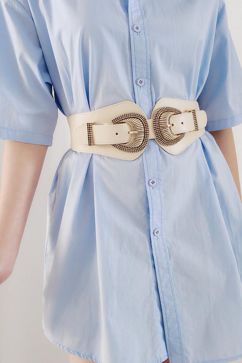 Feel Embraced Double Buckle Wide Stretch Belt - MXSTUDIO.COM