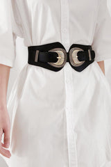 Feel Embraced Double Buckle Wide Stretch Belt - MXSTUDIO.COM