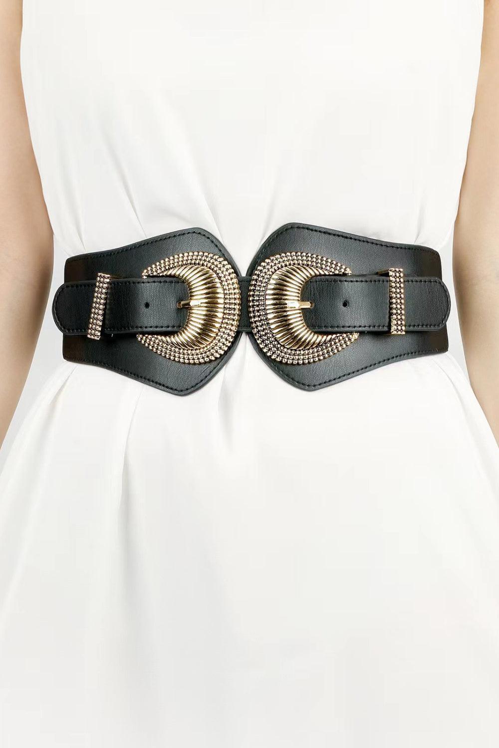 Feel Embraced Double Buckle Wide Stretch Belt - MXSTUDIO.COM