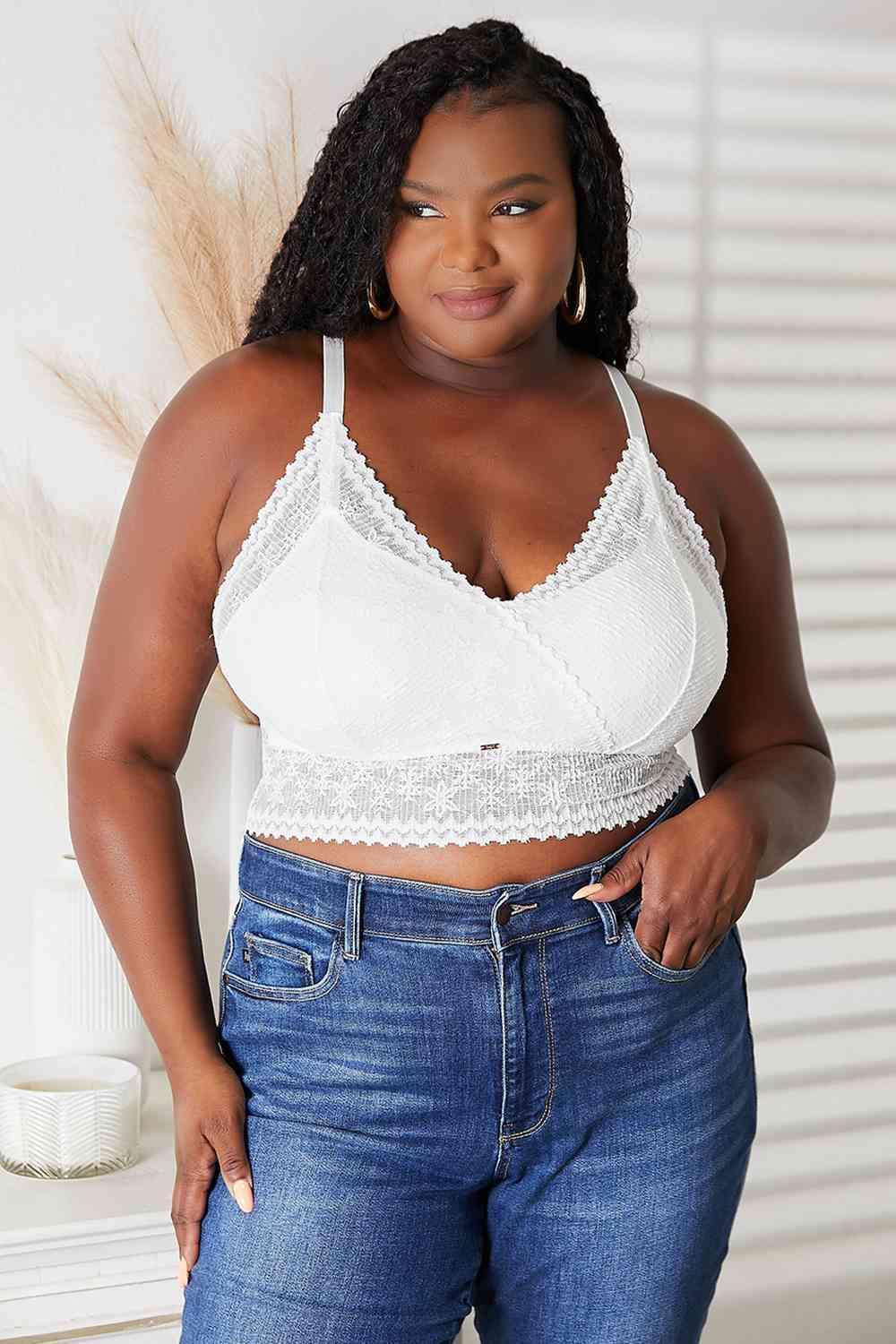 Feel Empowered Plus Size White Lace Bralette - MXSTUDIO.COM