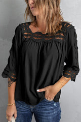 Feel Good Crochet Three Quarter Sleeve Blouse - MXSTUDIO.COM