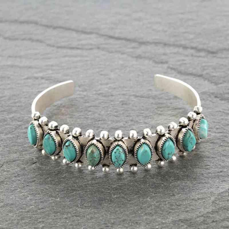 Feel Hopeful Open Turquoise Bracelet-MXSTUDIO.COM