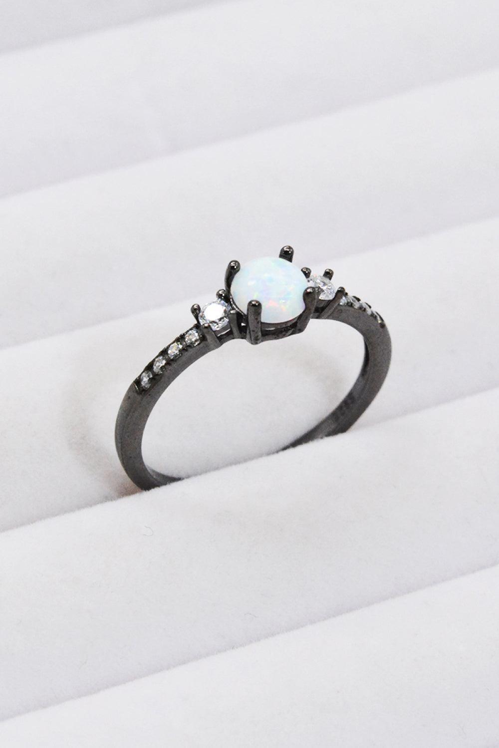 Feel Integral 925 Sterling Silver Round Opal Ring - MXSTUDIO.COM