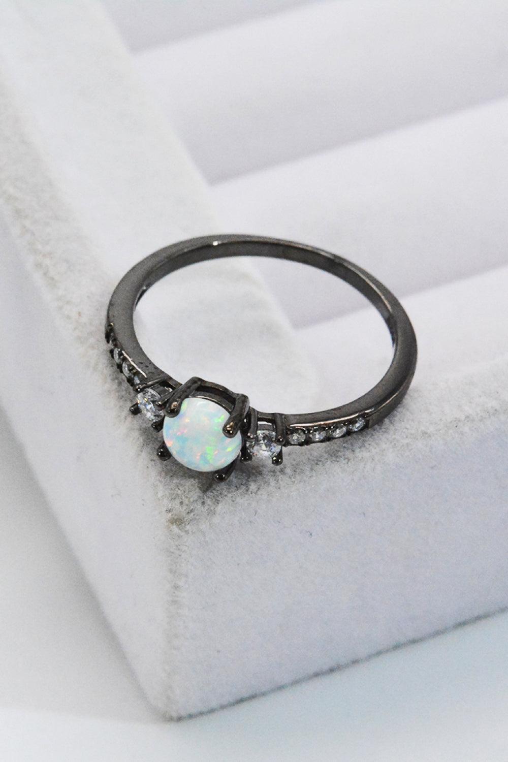 Feel Integral 925 Sterling Silver Round Opal Ring - MXSTUDIO.COM