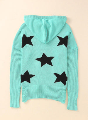 Feel Like A Star Distressed Sweater Hoodie - MXSTUDIO.COM