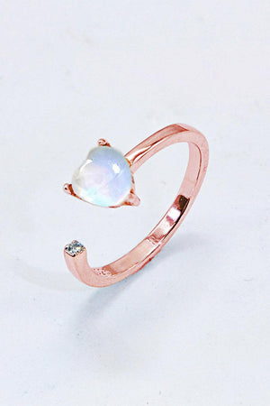 Feel Noticed Adjustable Open Moonstone Heart Ring - MXSTUDIO.COM