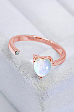 Feel Noticed Adjustable Open Moonstone Heart Ring - MXSTUDIO.COM