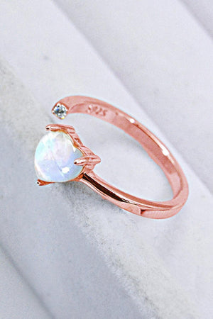 Feel Noticed Adjustable Open Moonstone Heart Ring - MXSTUDIO.COM