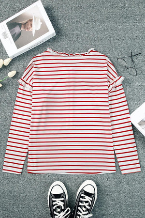 Feel Recharged Striped Long Sleeve Top - MXSTUDIO.COM