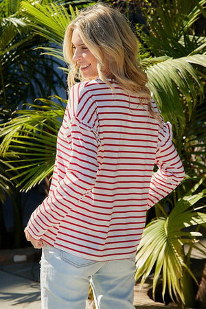 Feel Recharged Striped Long Sleeve Top - MXSTUDIO.COM