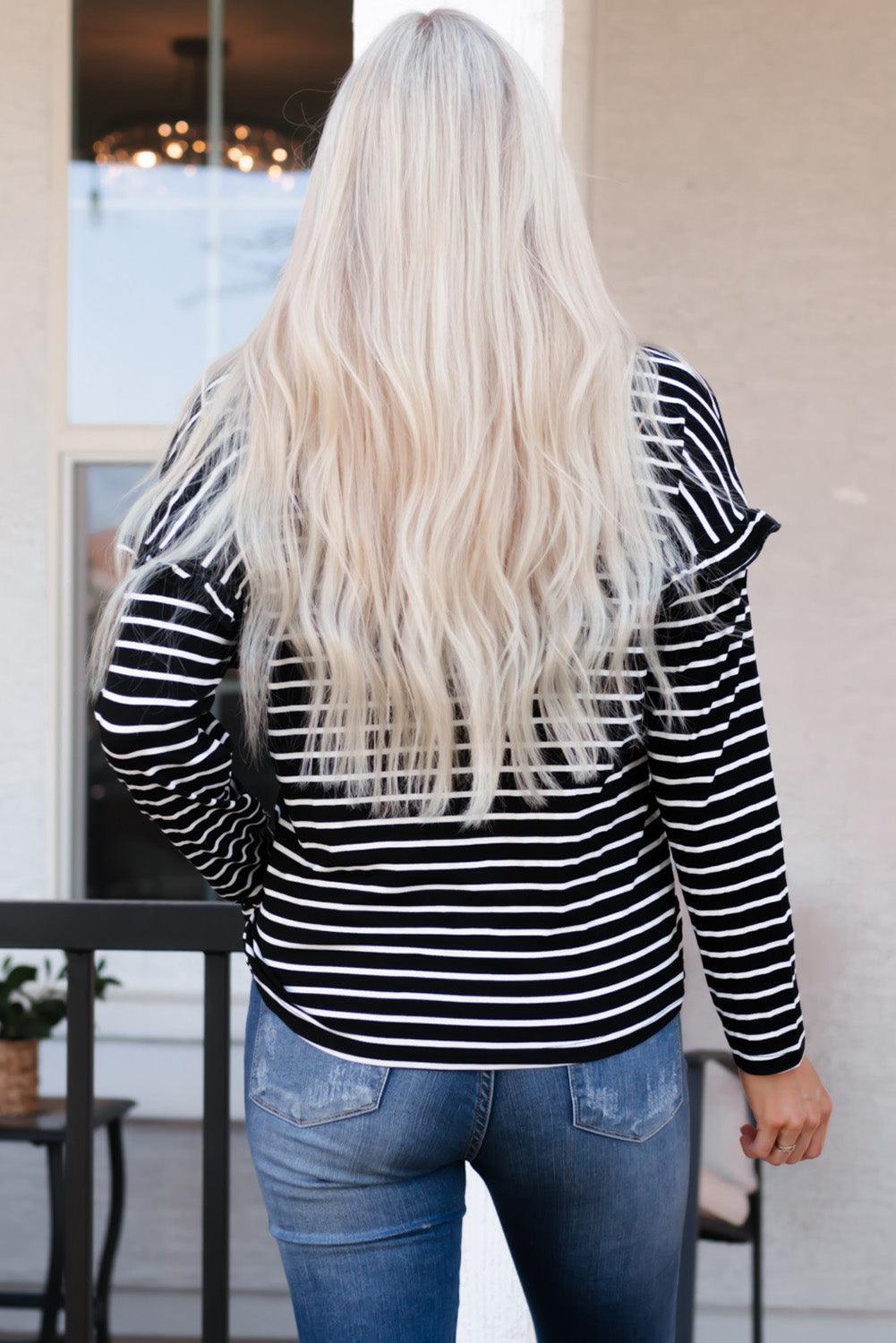 Feel Recharged Striped Long Sleeve Top - MXSTUDIO.COM