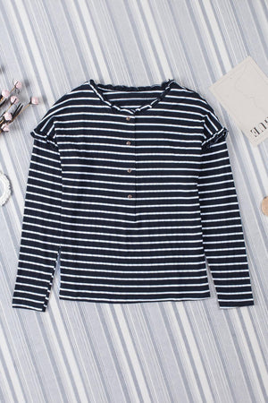 Feel Recharged Striped Long Sleeve Top - MXSTUDIO.COM