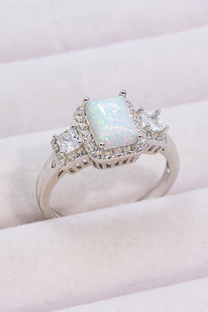 Feel Surprise Platinum Plated Sterling Silver Opal Ring - MXSTUDIO.COM