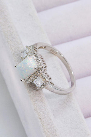 Feel Surprise Platinum Plated Sterling Silver Opal Ring - MXSTUDIO.COM