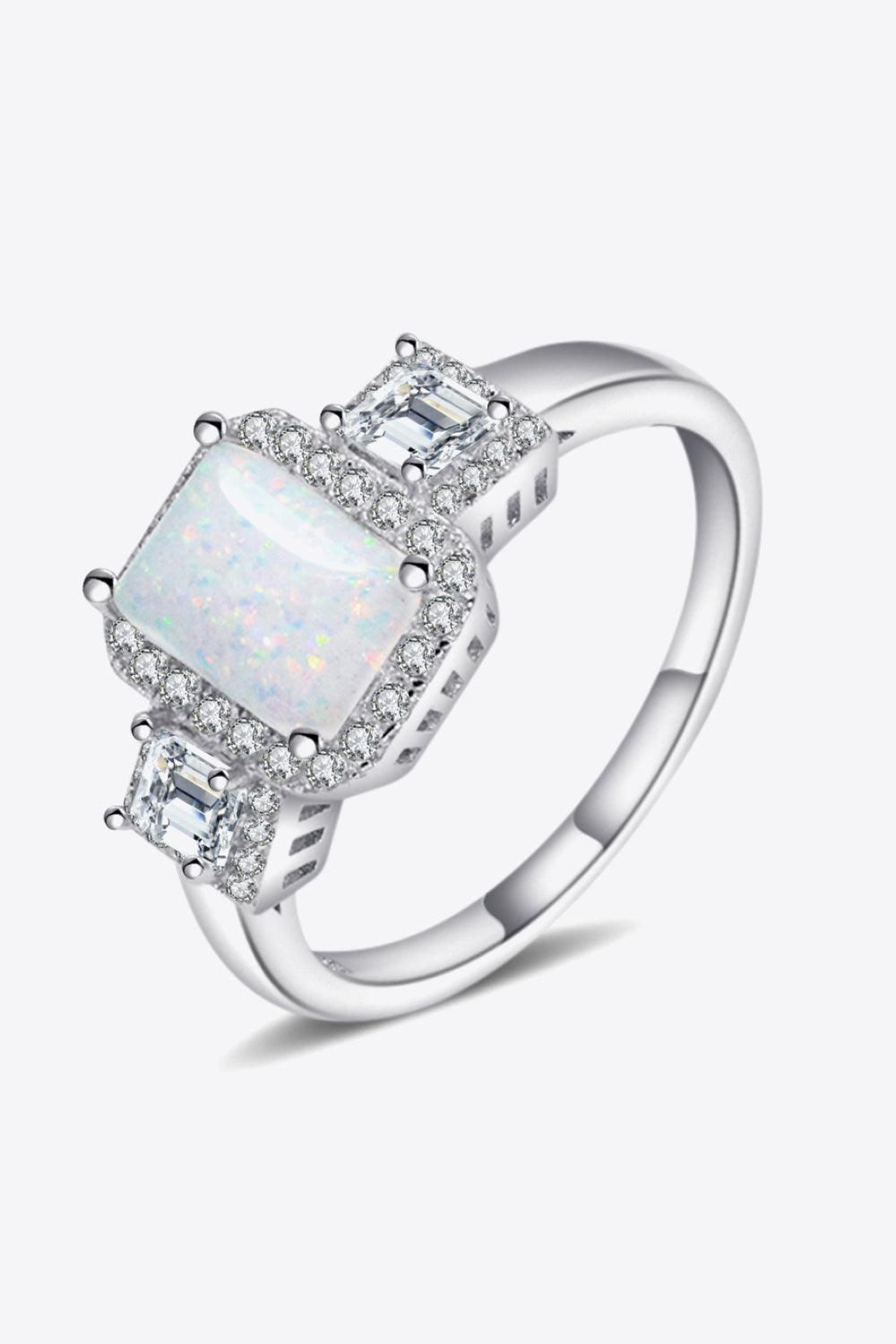 Feel Surprise Platinum Plated Sterling Silver Opal Ring - MXSTUDIO.COM