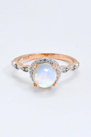 Feel Worthy Rose Gold Plated Round Moonstone Ring - MXSTUDIO.COM