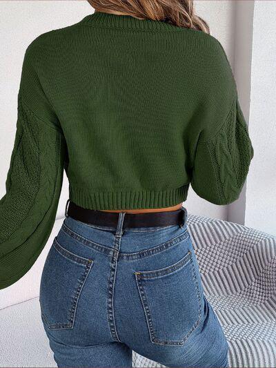 Feel Young And Comfy Cropped Cable Knit Sweater-MXSTUDIO.COM