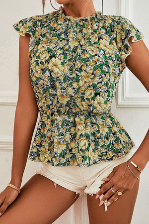 Feel Your Best Mock Neck Floral Peplum Top - MXSTUDIO.COM