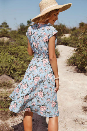 Feel the Heat Floral Tie-Waist Midi Dress - MXSTUDIO.COM