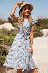 Feel the Heat Floral Tie-Waist Midi Dress - MXSTUDIO.COM