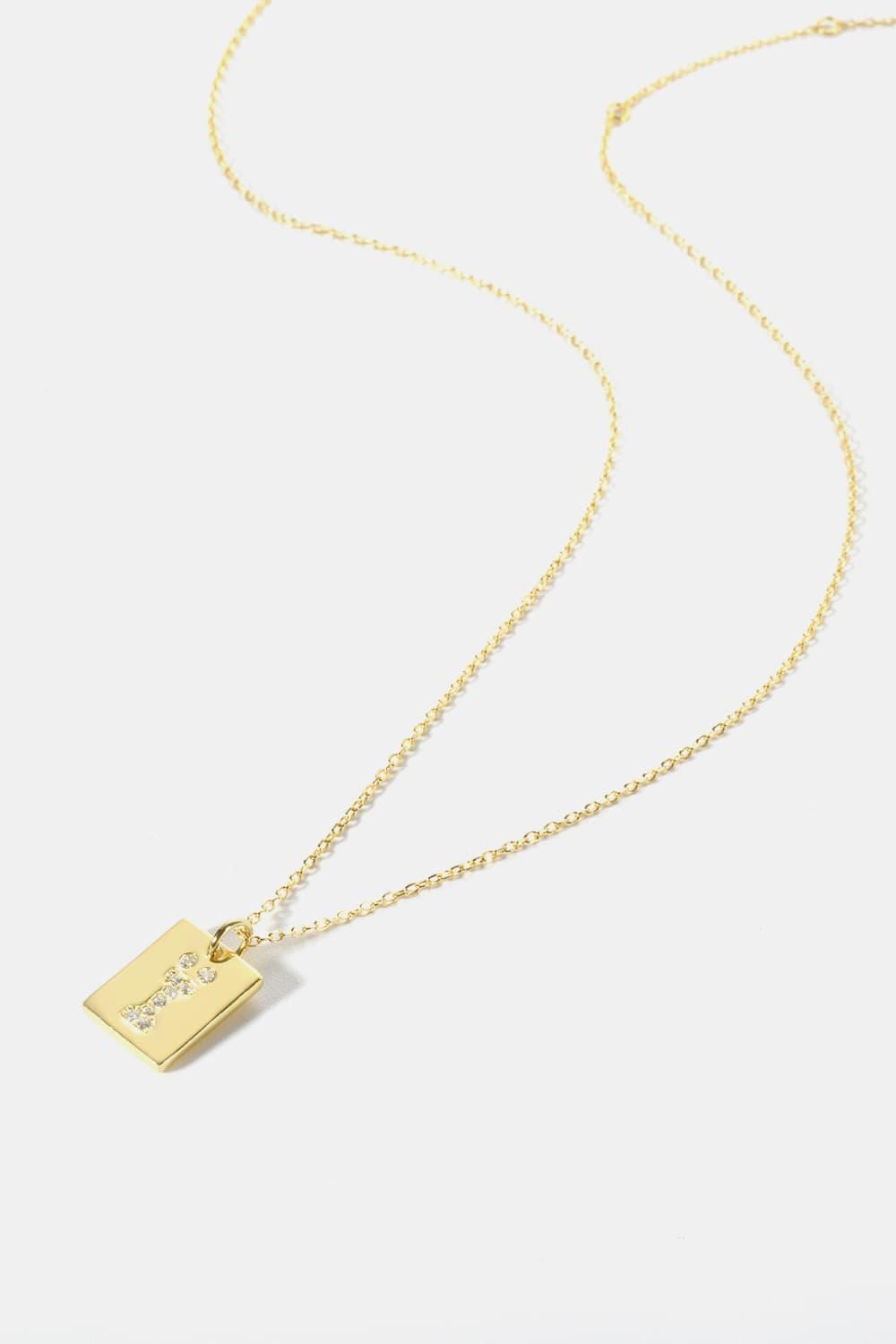 Feeling Good Inlaid Zircon Rectangle Pendant Necklace - MXSTUDIO.COM