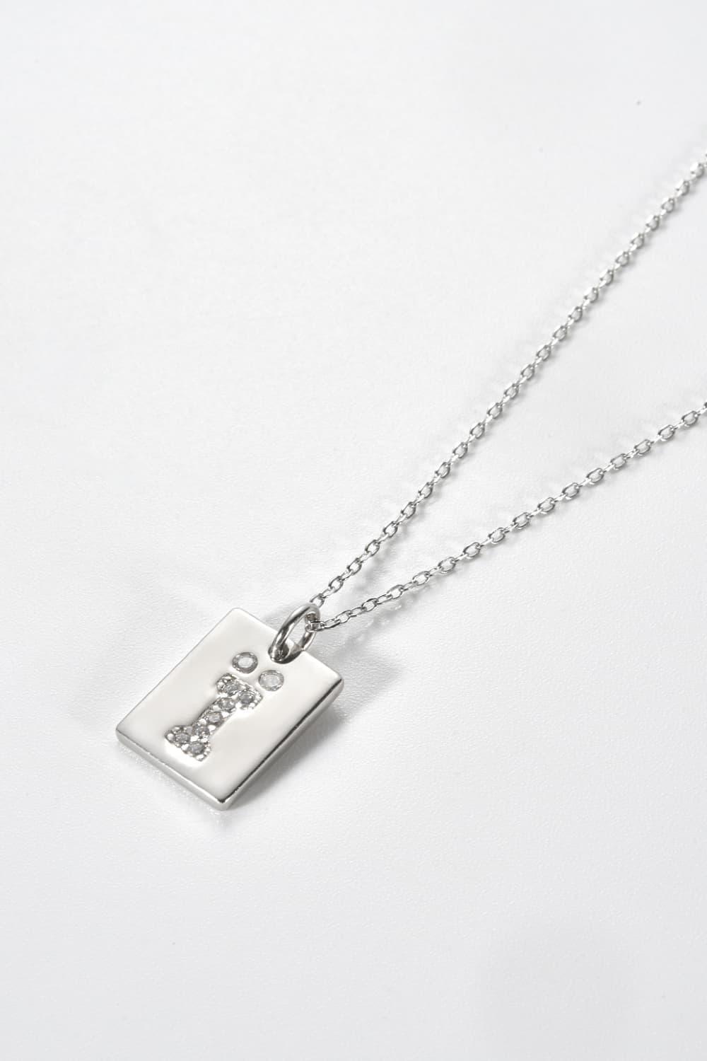 Feeling Good Inlaid Zircon Rectangle Pendant Necklace - MXSTUDIO.COM