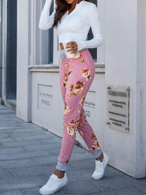 Feminine Outfit Stretch High Waisted Floral Pants - MXSTUDIO.COM