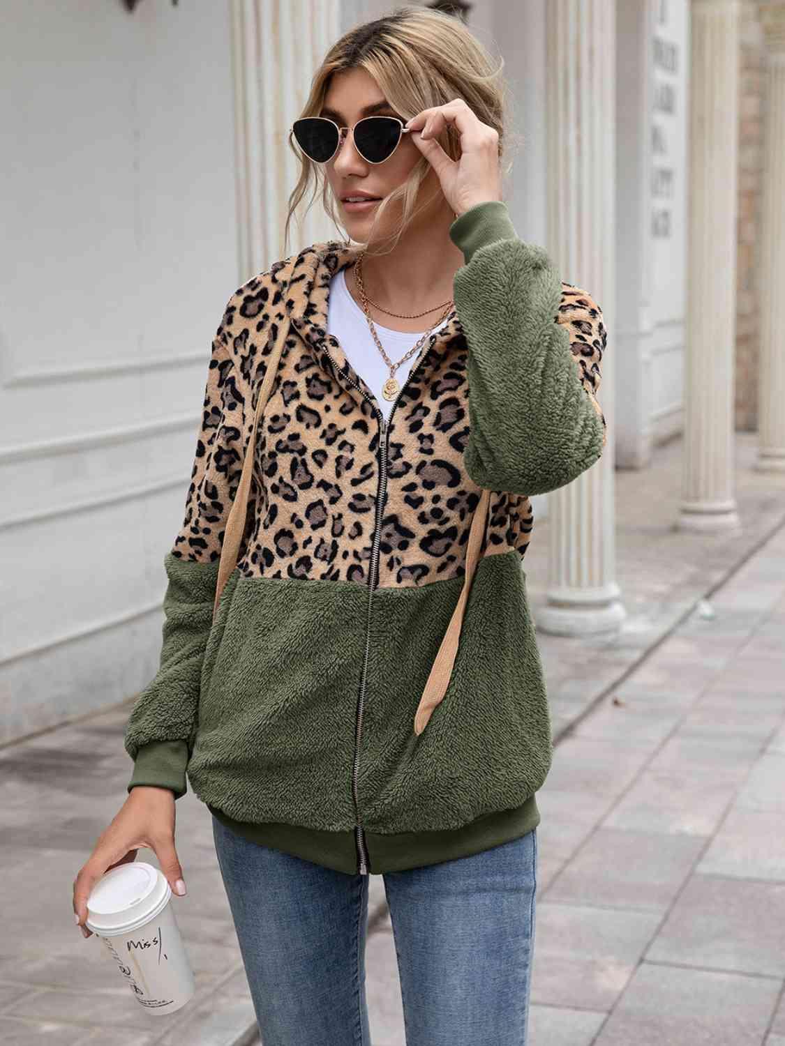 Ferociously Cozy Zip Up Leopard Jacket - MXSTUDIO.COM