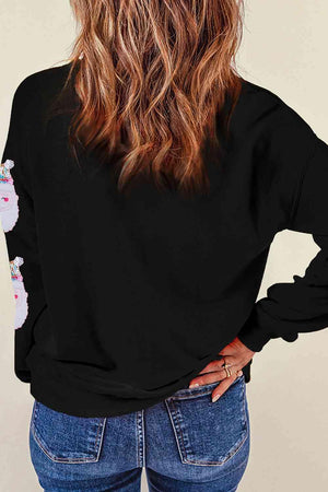 Fetching Long Sleeve Sequin Santa Sweatshirt-MXSTUDIO.COM