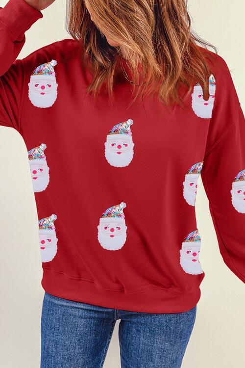 Fetching Long Sleeve Sequin Santa Sweatshirt-MXSTUDIO.COM