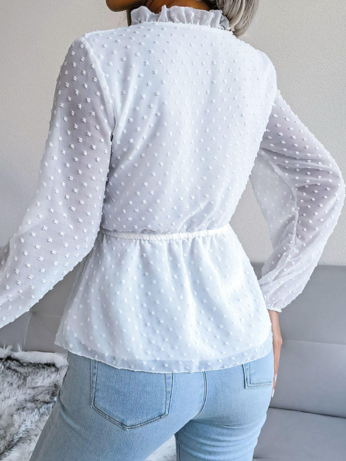 Fetching Swiss Dot Peplum Blouse - MXSTUDIO.COM