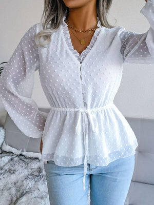 Fetching Swiss Dot Peplum Blouse - MXSTUDIO.COM