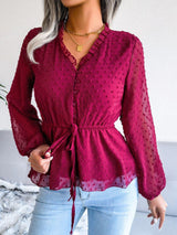 Fetching Swiss Dot Peplum Blouse - MXSTUDIO.COM