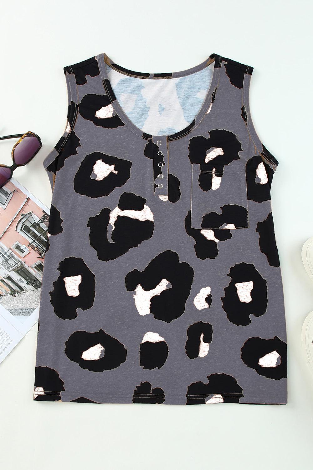 a tank top with a black and white leopard print