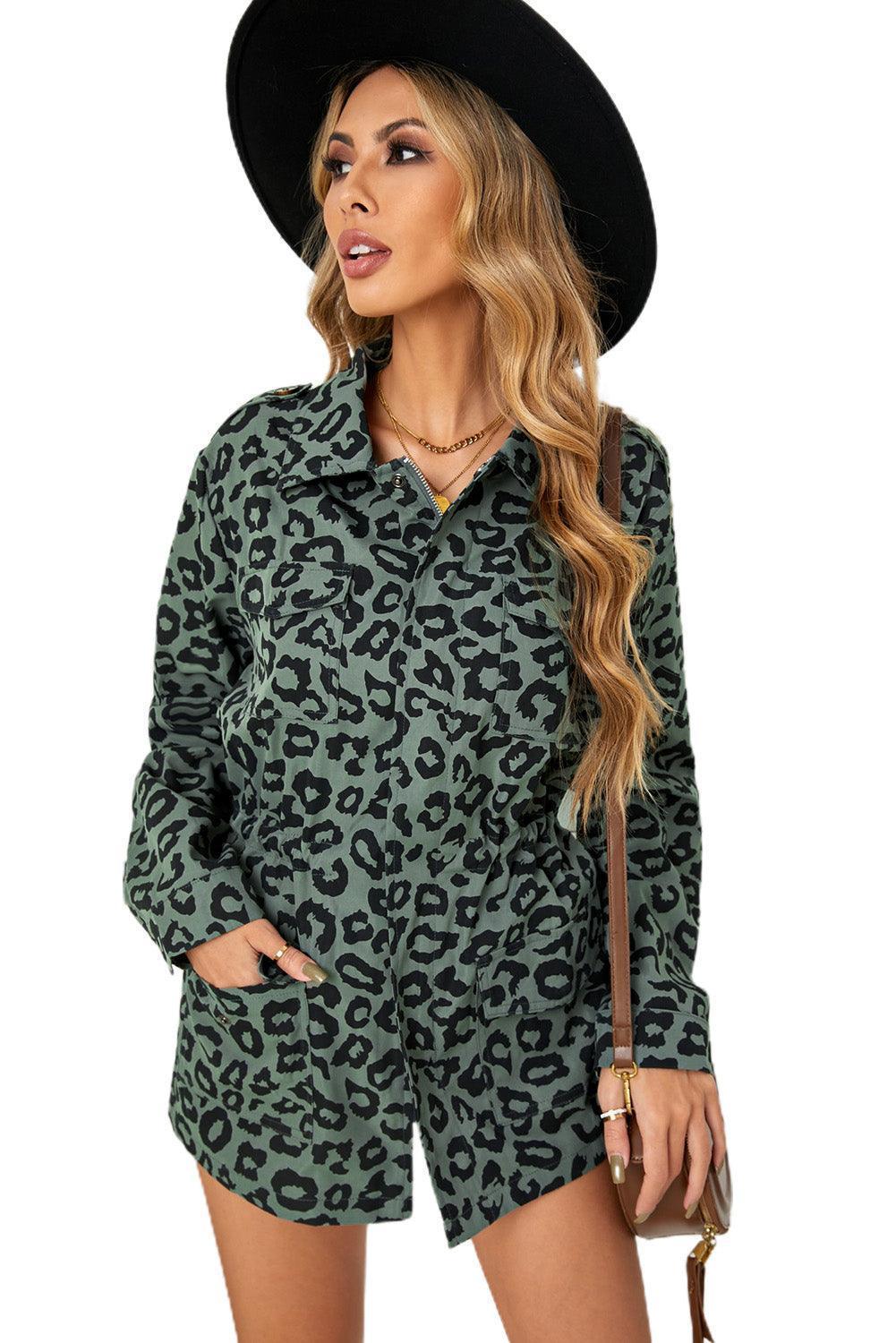 Fierce Green Leopard Print Jacket - MXSTUDIO.COM