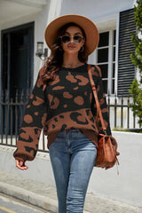 Fierce Protection Drop Shoulder Leopard Print Sweater - MXSTUDIO.COM