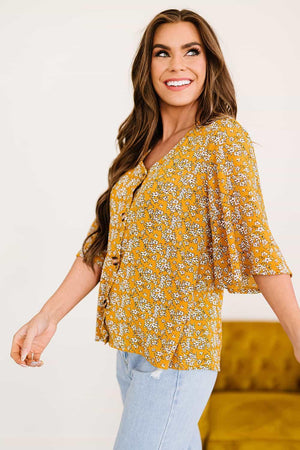 Fierce Soul Printed Flared Sleeve Blouse - MXSTUDIO.COM