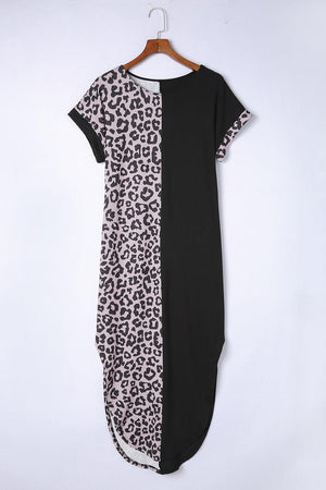 Fiercely Chic Leopard Midi Curve Hem Dress - MXSTUDIO.COM